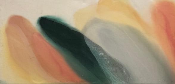 Monumental Non Objective American School Oil On Canvas Abstract Painting Soft Colors