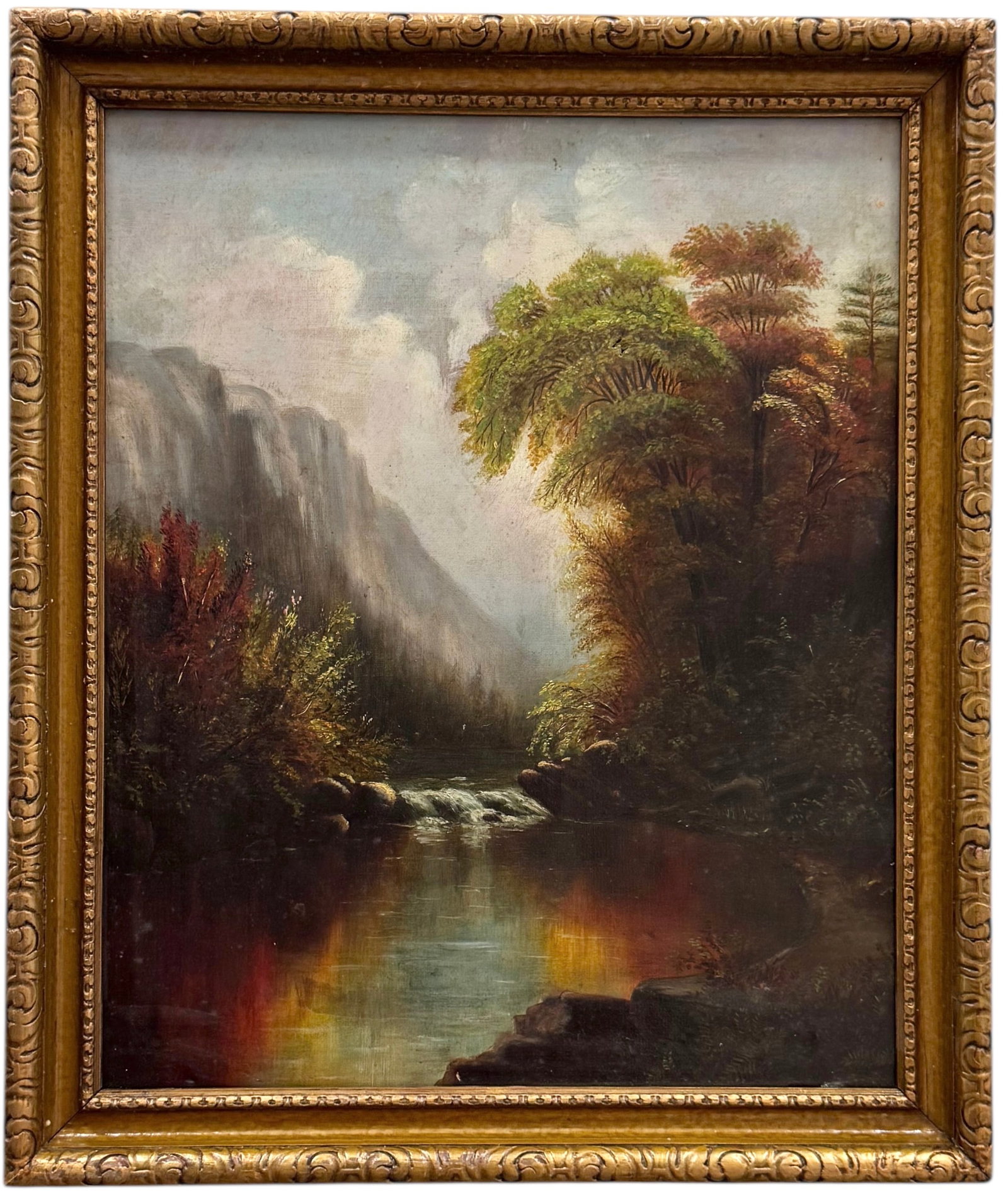 19th Century Hudson River School Oil On Canvas: Oil painting on canvas 17 x 14 in. Domestic Flat Shipping Price: $65