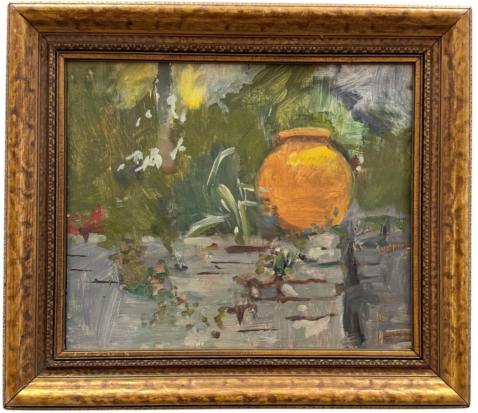American Impressionist Outdoor Garden Scene With Pottery Oil Painting (1 of 2)