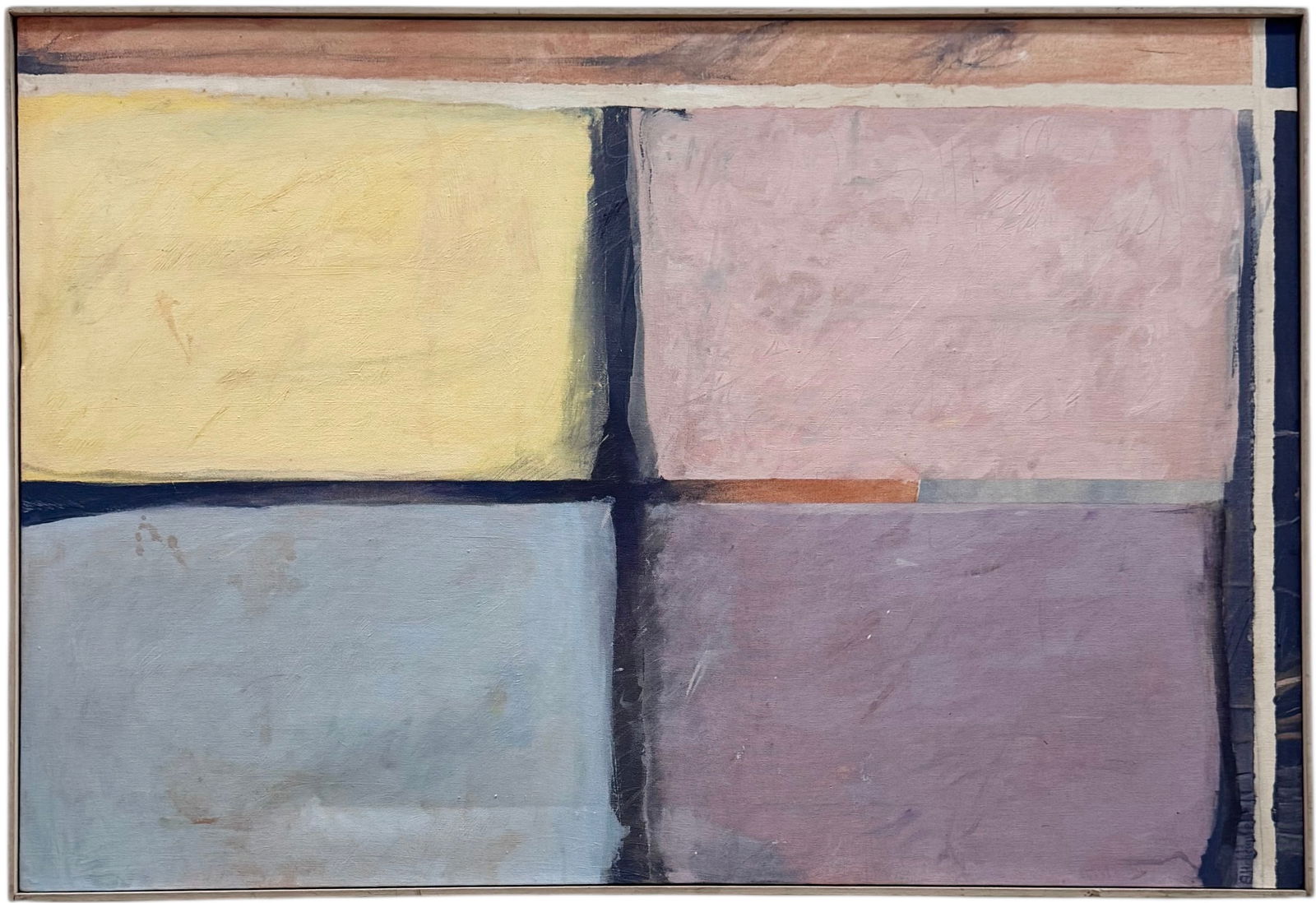 B. HENRIQUES, Vintage Abstract Expressionist Oil Painting, Soft Colors (1 of 2)