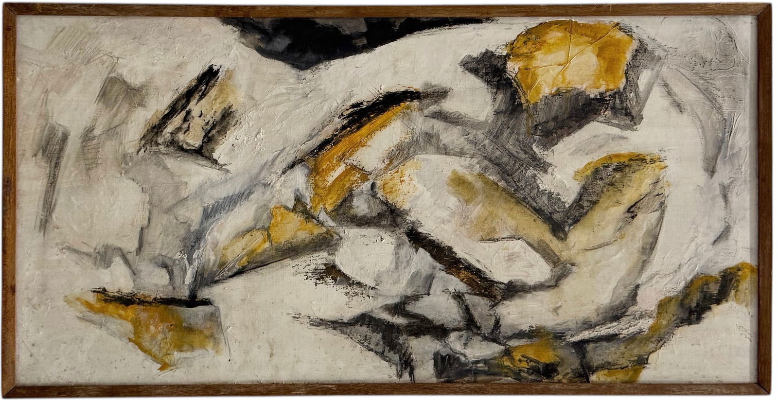 Mid-Century Modern American School Figural Abstract Oil On Board Painting (1 of 3)