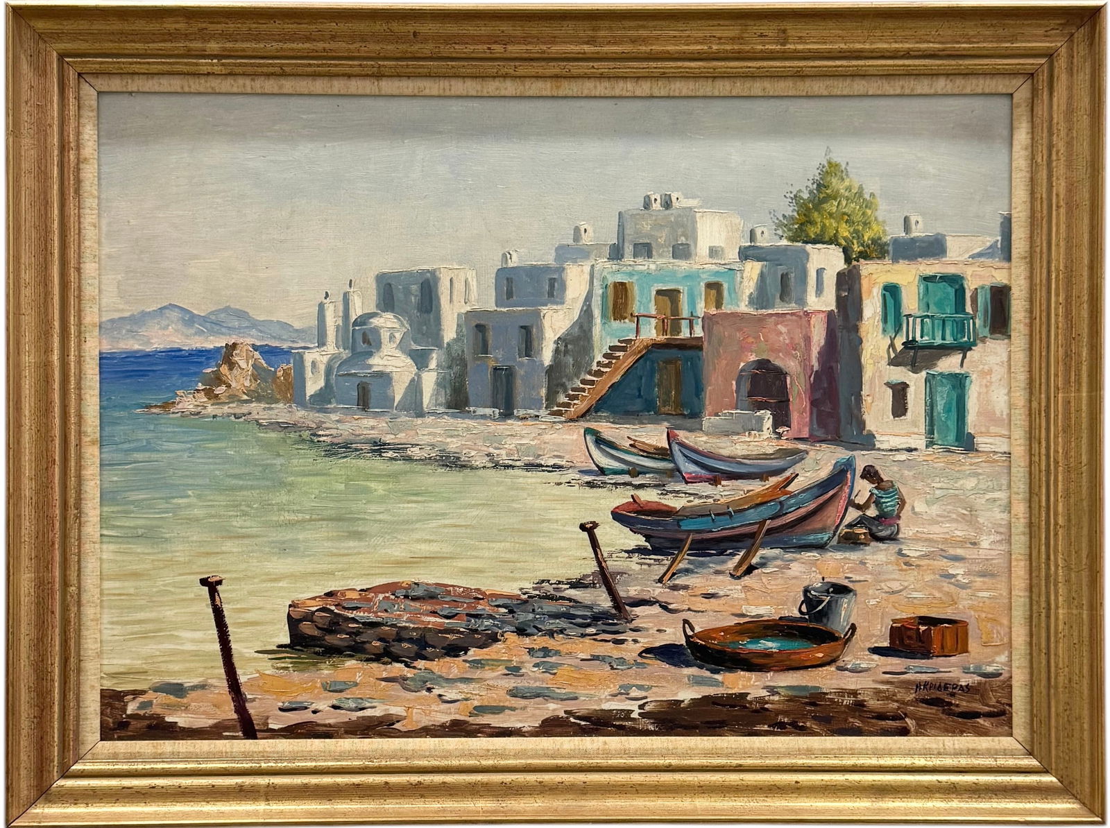 NIKO KRIDERAS (1933-2021, Greek) Impressionist Harbor Scene (1 of 4)