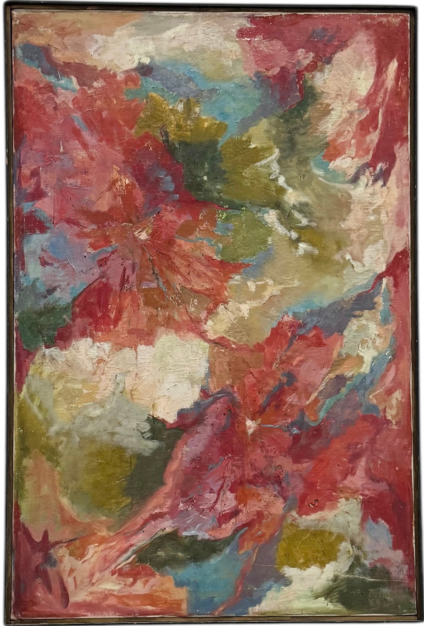 Vintage 1960's Abstract Expressionist Signed Oil Painting On Canvas (1 of 5)