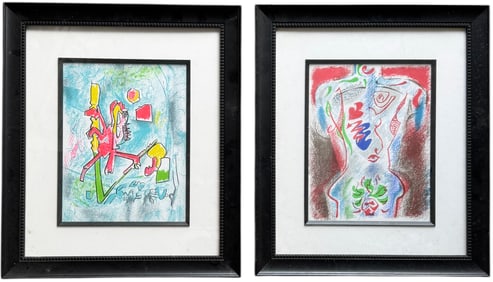 Pair Of Framed Lithographs Abstracts After Matta