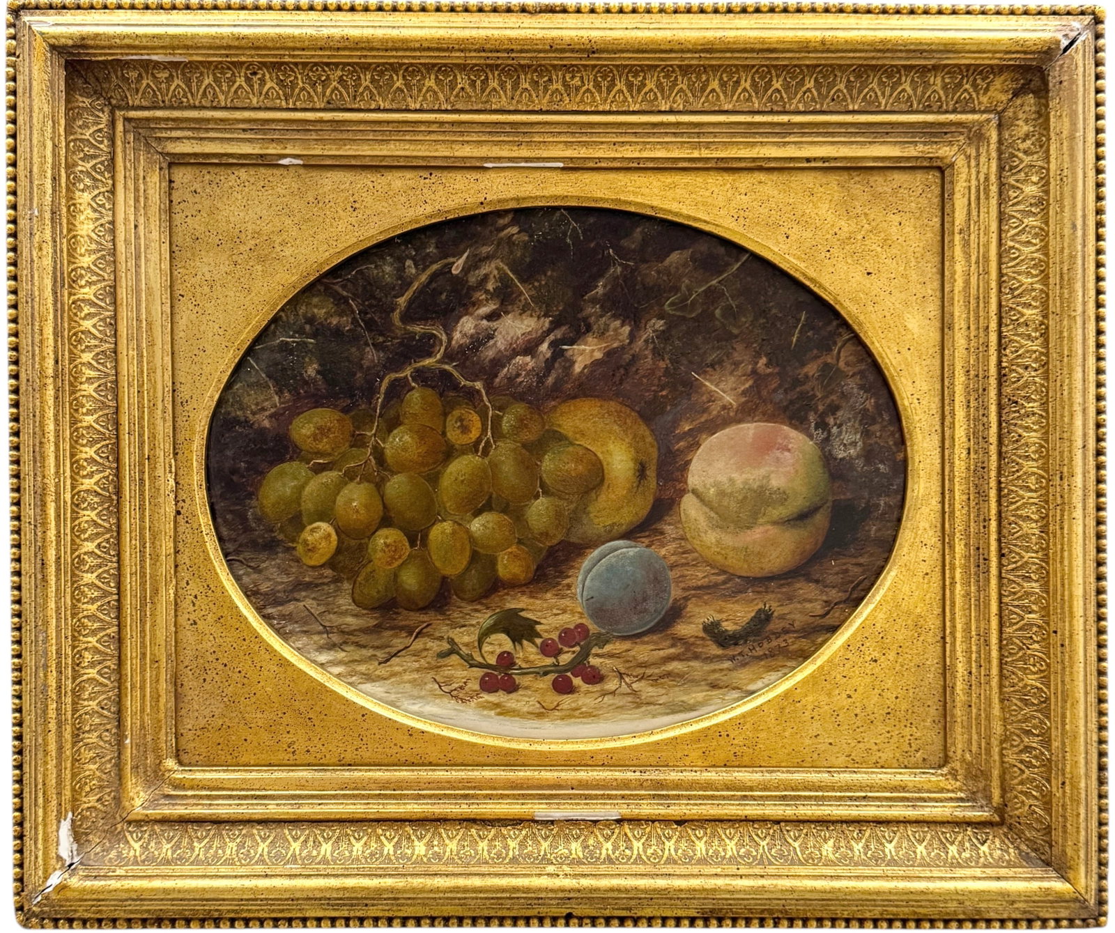 19th Century English School Still Life oil Painting In Period Frame: Oil on panel 12 x 10 in, 20 x 17 in (framed). Domestic Flat Shipping Price: $70