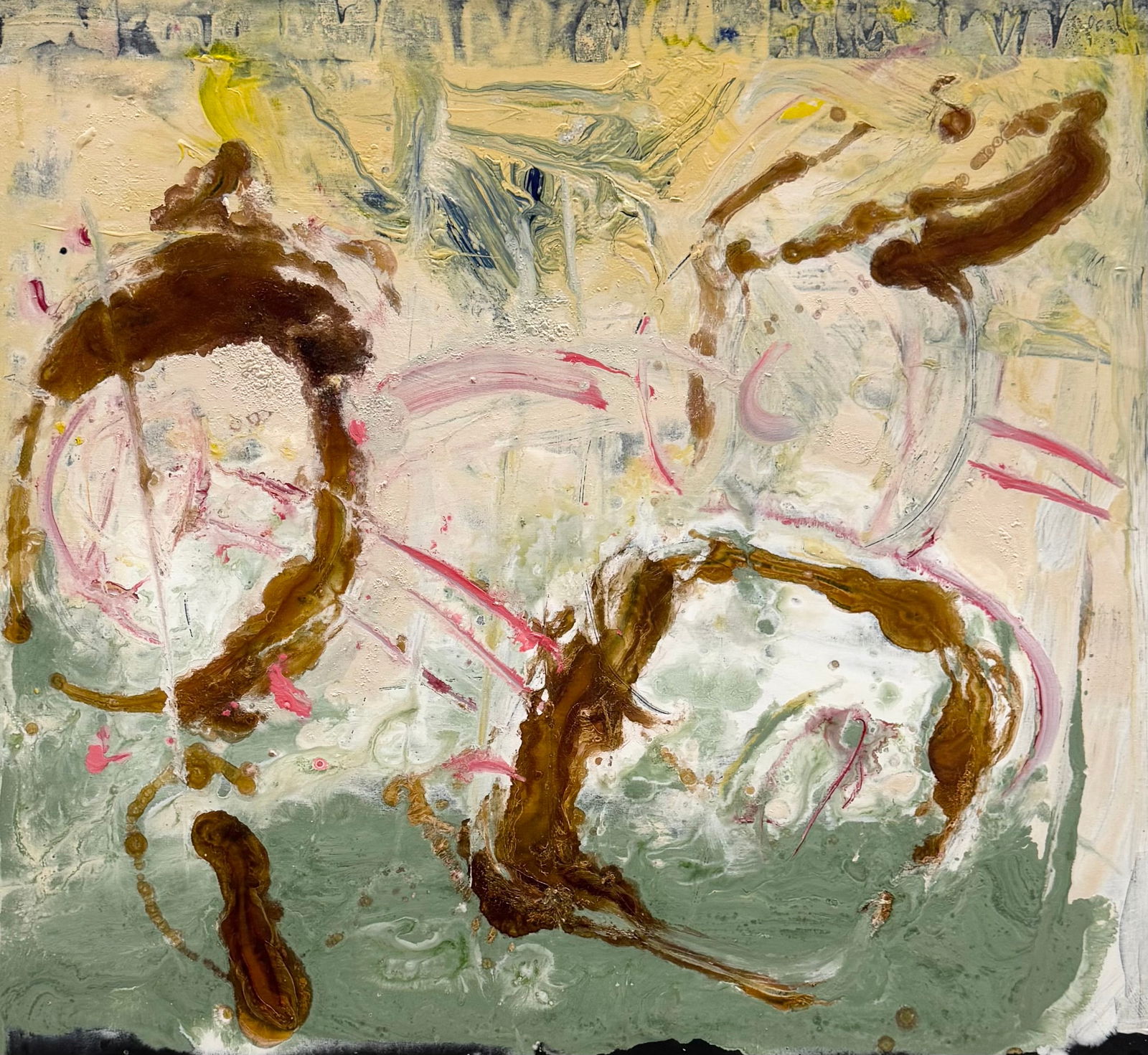 TIM NICHOLS, Large Non Objective Abstract Painting On Canvas 46" (1 of 4)