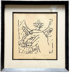 Pencil Signed Vintage Pop Art Lithograph, Lipsticks: Size 14 x 14 in (framed). Domestic Flat Shipping Price: $45