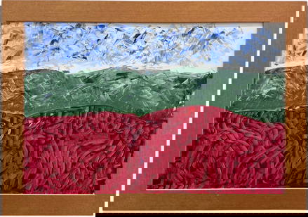 BJORN DRESSLER, Large Contemporary Abstract Landscape Painting: Acrylic on canvas 36 x 24 in, 41 x 29 in (framed). Domestic Flat Shipping Price:$120