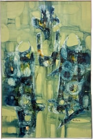 Vintage American School Signed Abstract Expressionist Oil Painting