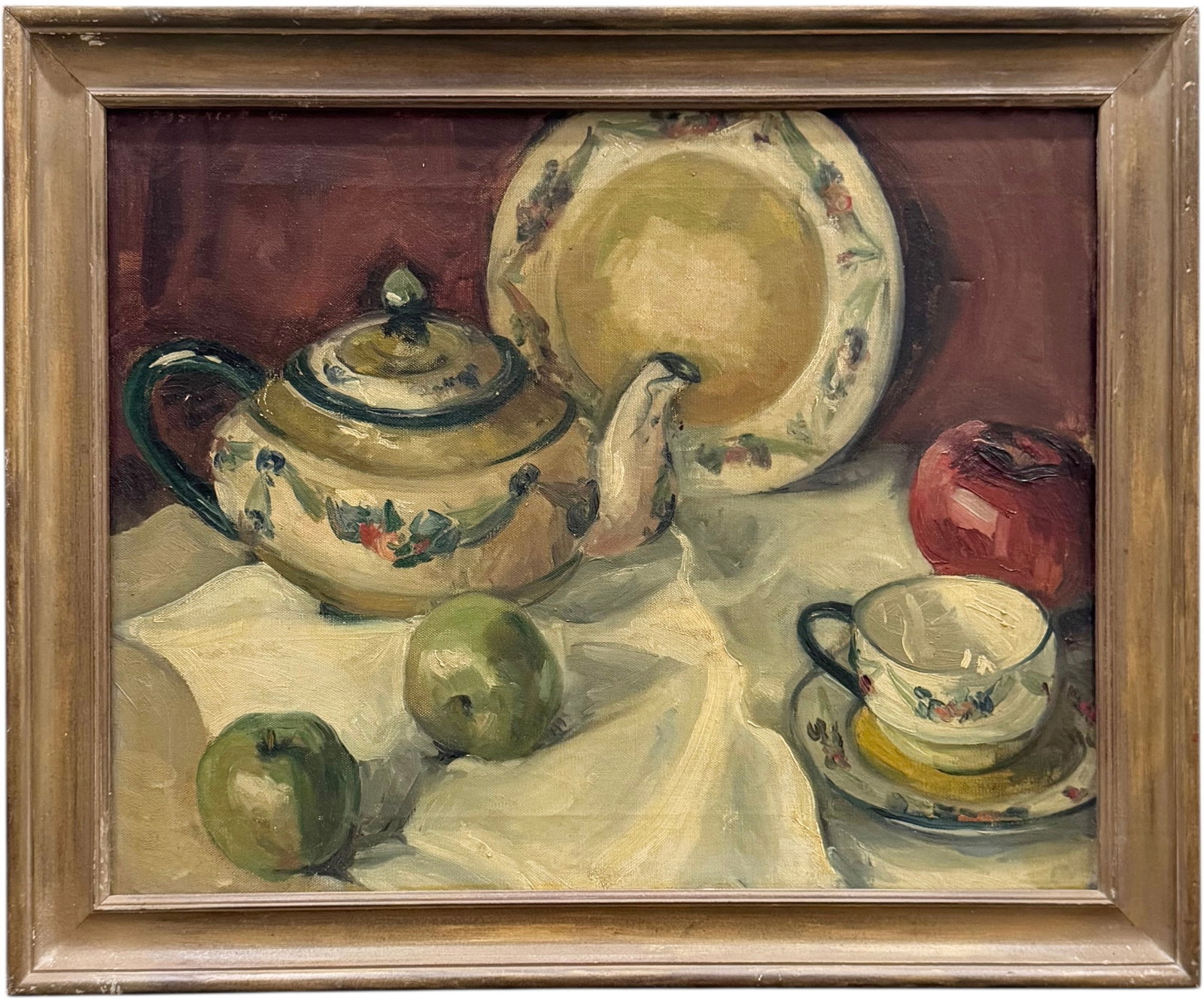 Early 20th Century American School Still Life Oil Painting On Canvas: Oil on canvas 20 x 16 in, 23.5 x 19.5 in (framed). Domestic Flat Shipping Price: $70