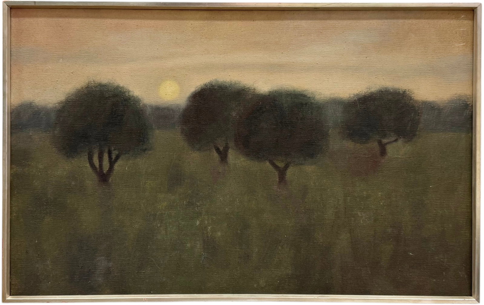 Attributed ADRIEN HEBERT (1890-1967, Canadian) Landscape Signed Verso: Oil on canvas 32 1/4 x 20 1/4 in, 33.5 x 21.5 in (framed). Only signed verso so being sold as attributed. Domestic Flat Shipping Price: $110