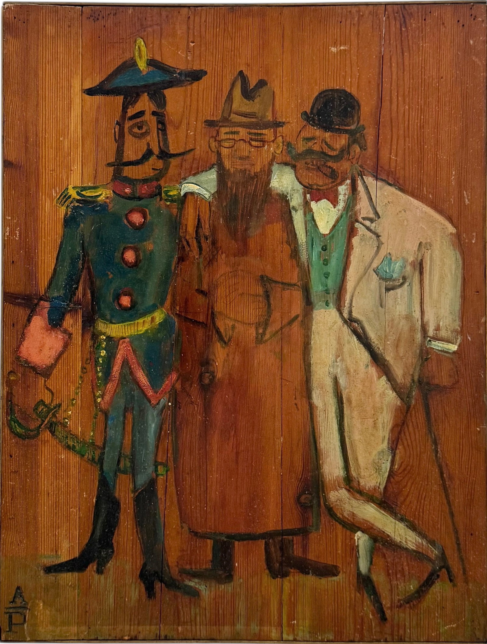 ALEX PORTNER (20th c, French) Modernist: Oil on wood panel 23 x 17.5 in. Domestic Flat Shipping Price: $70