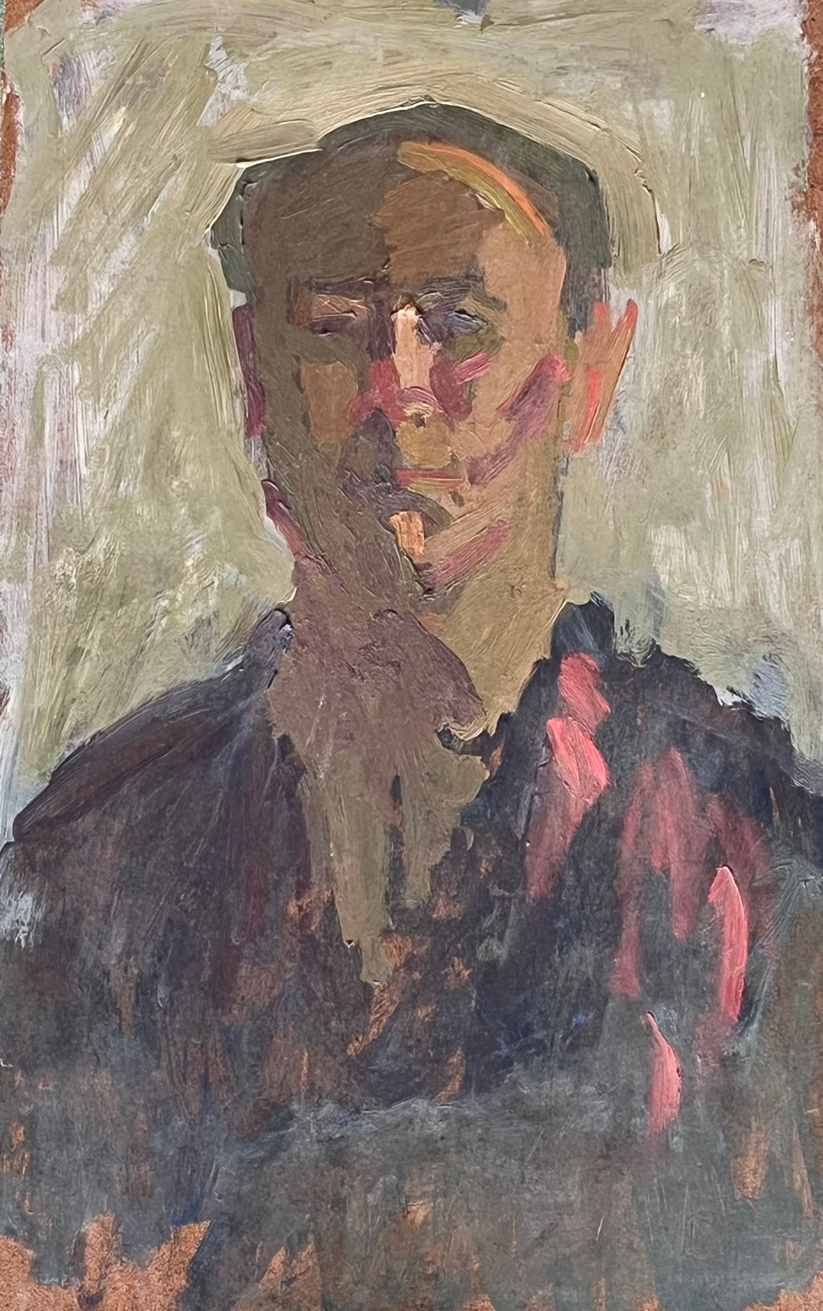 PAUL HANIG (20th c, American) Portrait Of A Man: Oil on board 16 x 10 in. Domestic Flat Shipping Price: $45
