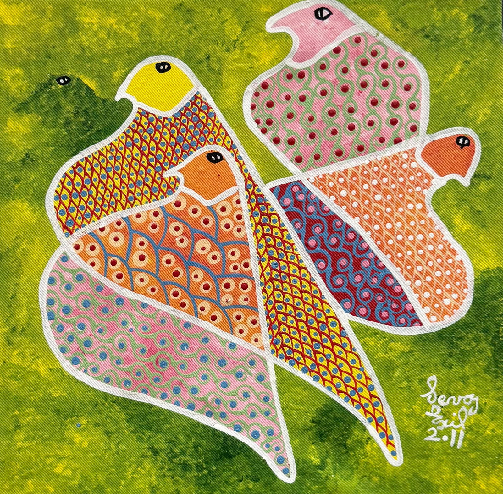 LEVOY EXIL (20th c, Haitian) Doves (1 of 3)