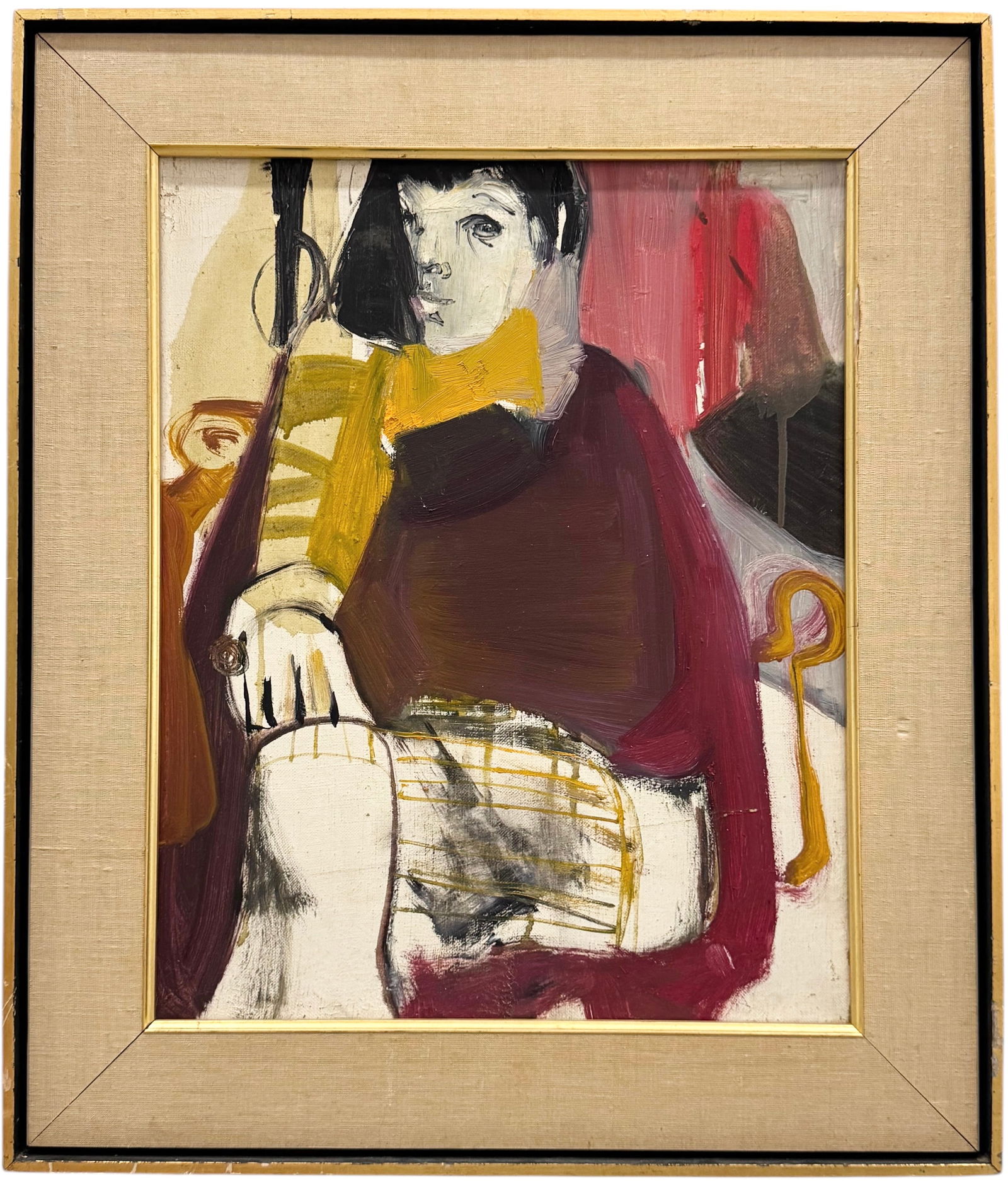 Mid-Century American School Modernist Figural Abstract Oil Painting (1 of 3)