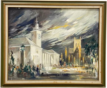 WH HARRINGTON (20th c, Canadian) Double Sided Oil Paintings: Oil on board 36 x 30 in. Domestic Flat Shipping Price: $110
