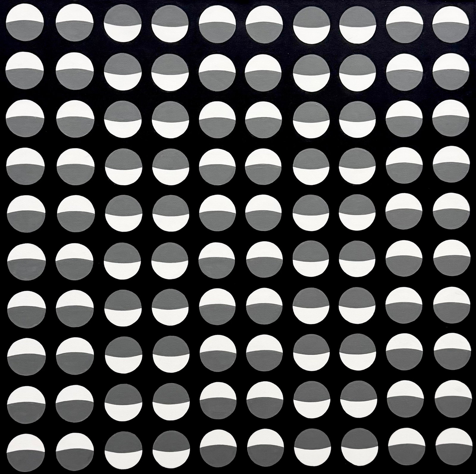 TIM RAY FISHER (20th c, American) Large Op Art Abstract: Oil on canvas 36 x 36 in. Domestic Flat Shipping Price: $140