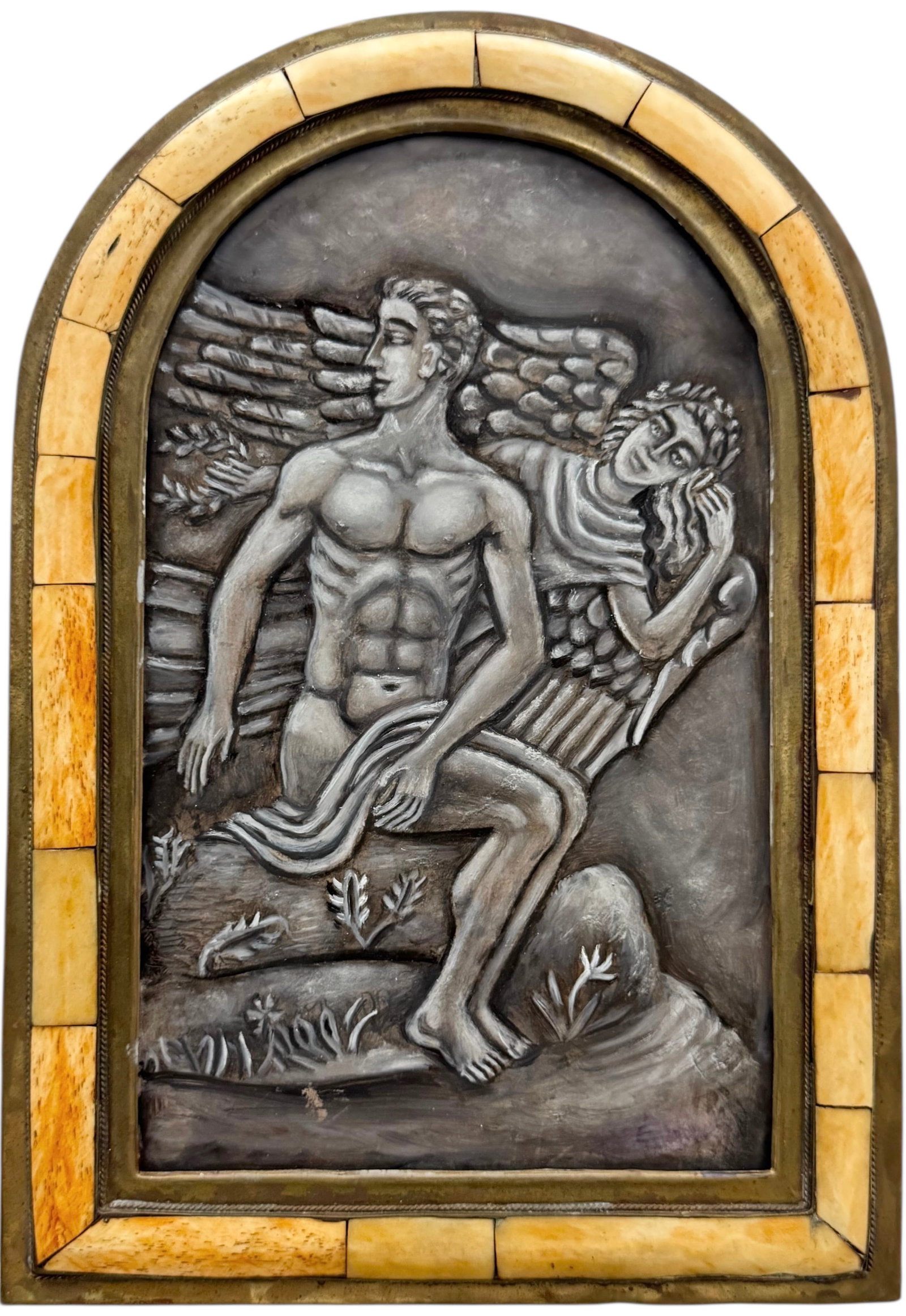 Mexican School Folk Art Painting Oil On Panel Nude Figures: Oil on panel 16 x 10 in. Domestic Flat Shipping Price: $45