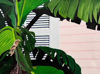 BILL BOROUGH "Baby Banana Tree" Key West Artist Regency Large Painting