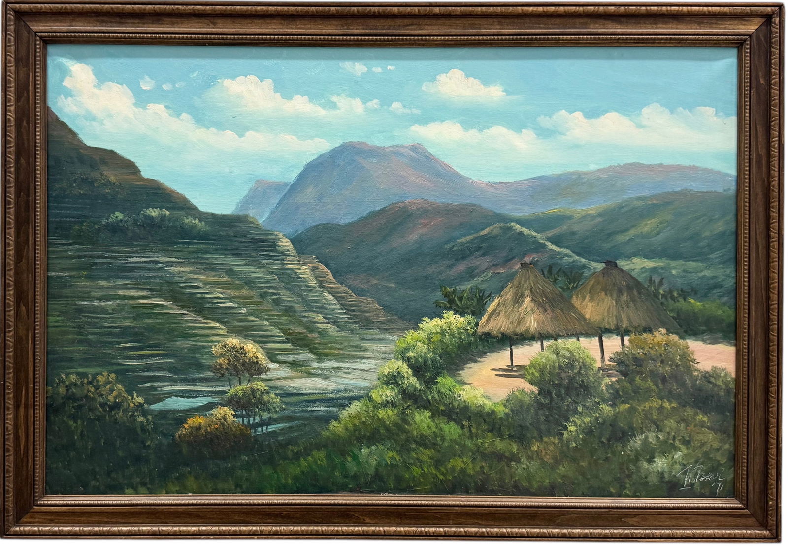 Vintage Southeast Asian Mountain Labdscape Signed Illegibly (1 of 4)