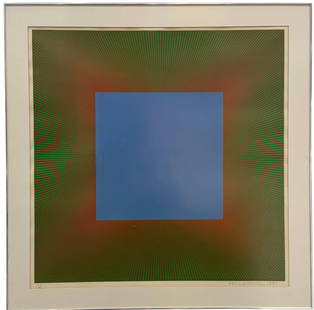 Richard Anuszkiewicz, Op Art Abstract Pencil Signed Serigraph: Size 29.5 x 29.5 in, 36 x 36 in (framed). Domestic Flat Shipping Price: $180