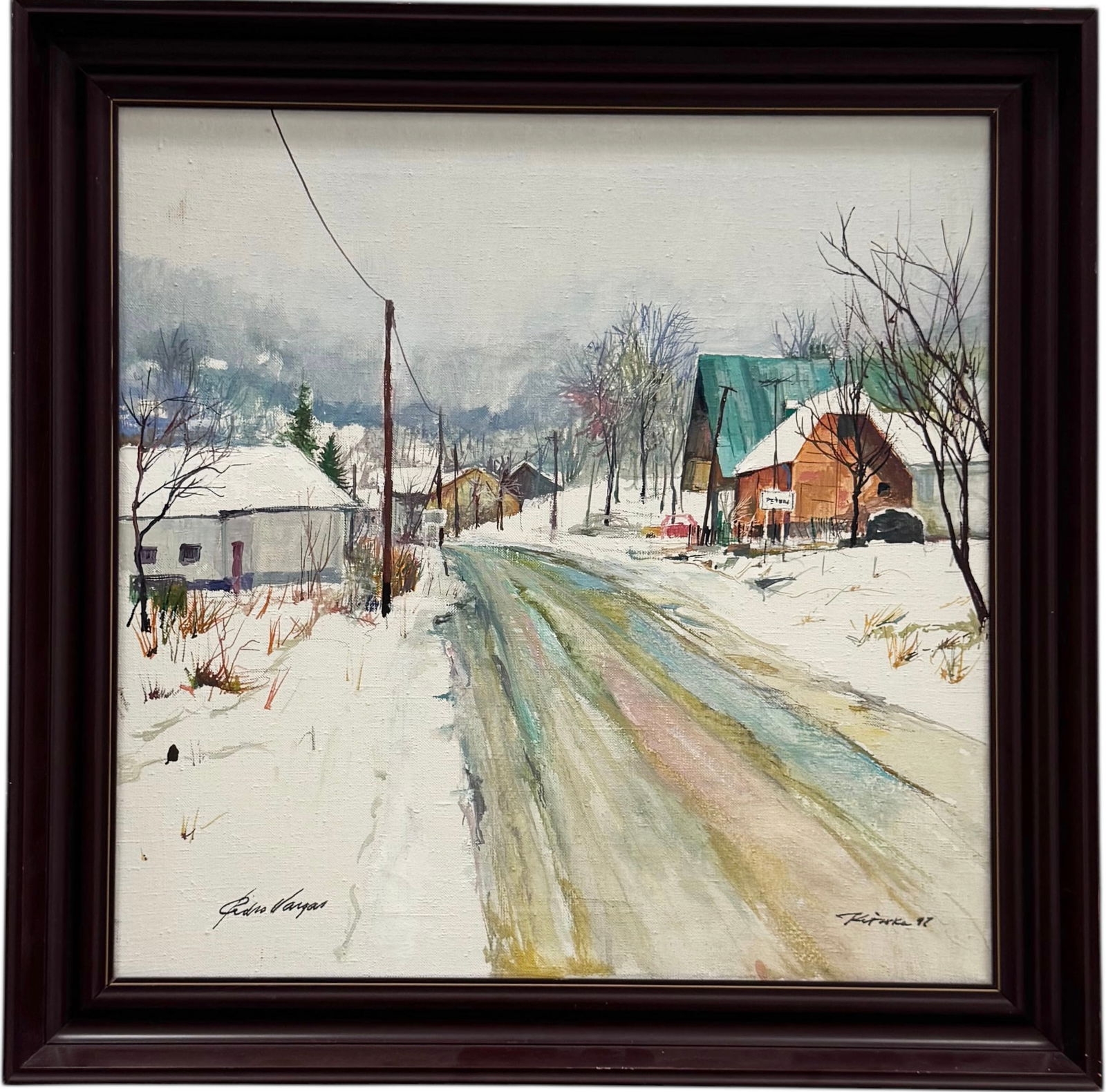 PEDRO VARGAS Snowy Mountain Landscape Village Street Scene (1 of 4)