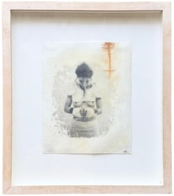 Contemporary Mixed Media Nude Photograph Signed Illegibly