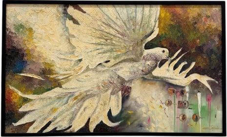 LUIS TEJADA (20th c, Dominican) "La Paz" Large Dove Abstract 50"
