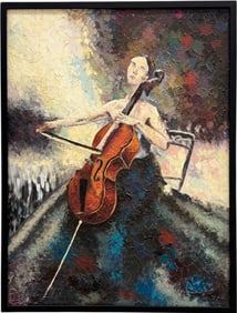 LUIS TEJADA (20th c, Dominican) "Violinista" Musical Abstract Painting