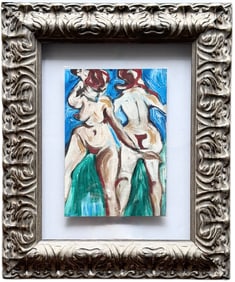 Nicely Framed Doubled Sided Modernist Abstract Nudes