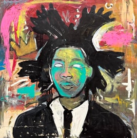 Contemporary Basquiat Abstract Pop Art Portrait Painting