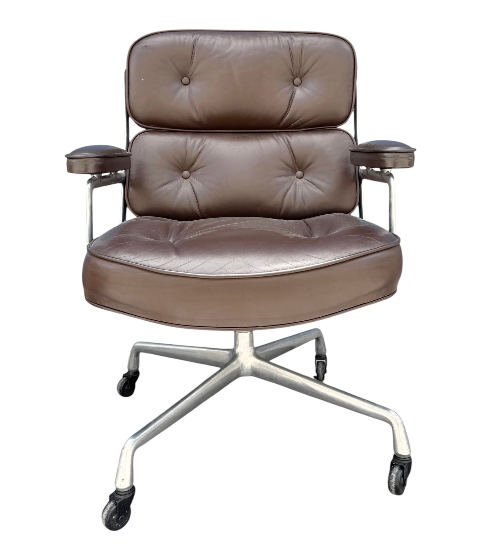 Herman Miller Eames Time Life Executive Office Chair-Brown Leather: 36 x 26.5 x 25 x 17 SH". Pick up only