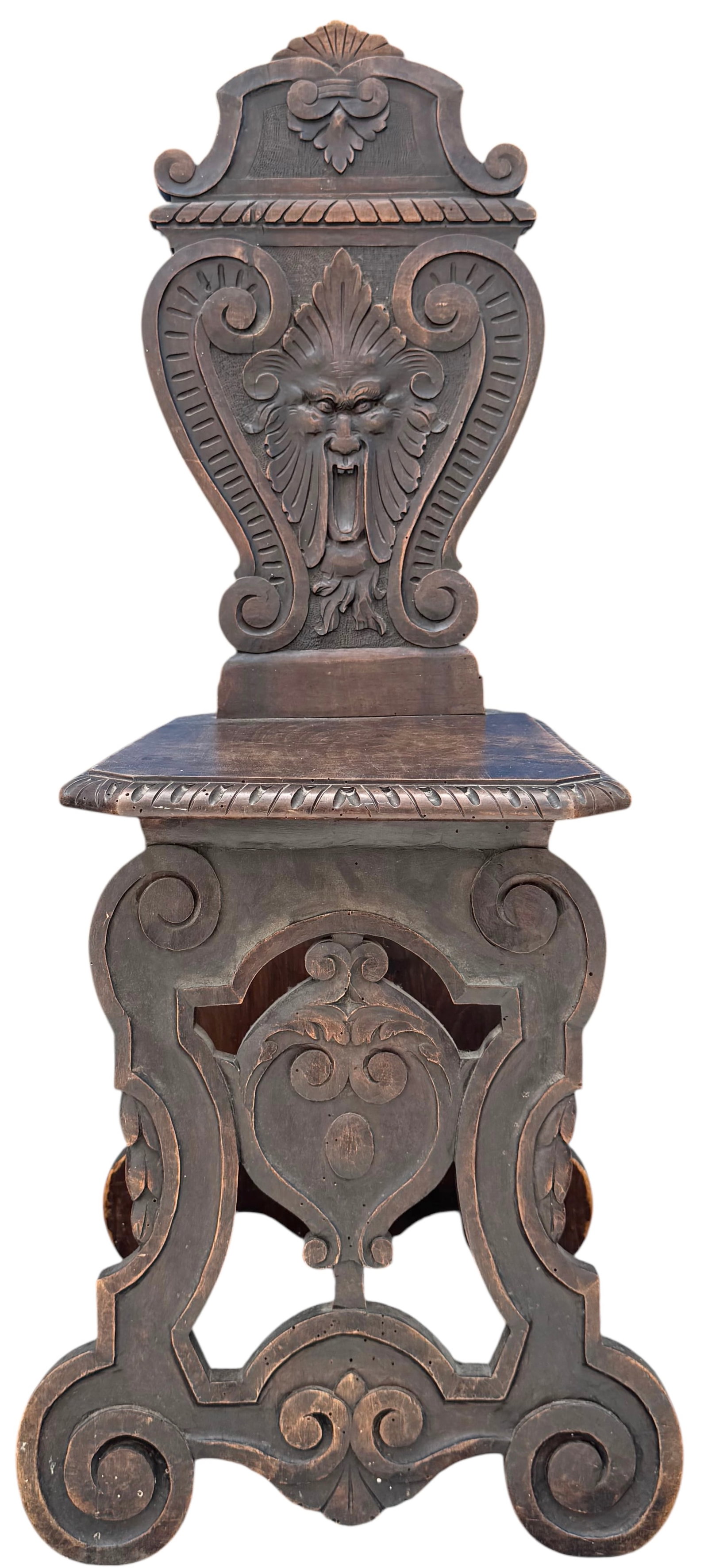 ISSEL GENOVA Signed Carved Wood Chair: 41 3/4 x 17 x 14 x 19 SH". Pick up only
