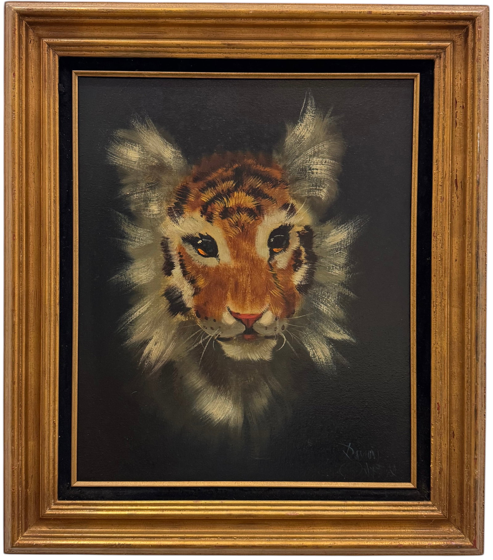 RAMON ORTEGA, Portrait Of Tiger: Oil on canvas 24 x 20 in. Domestic Flat Shipping Price: $90