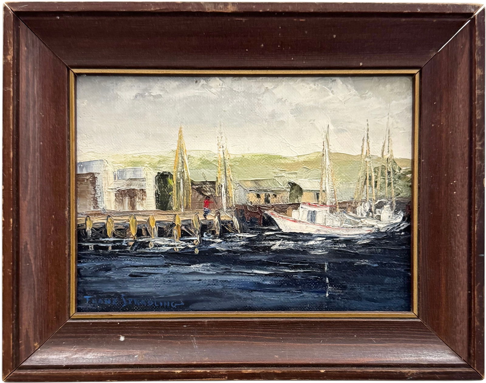 FRANK SPRADLING (1886-1972, American) Harbor Scene With Boats (1 of 3)