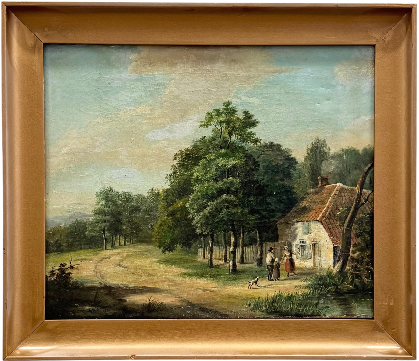 19th Century English School Landscape Dated 1845 Oil Painting On Canvas: Oil painting on canvas 14 x 12 in. Domestic Flat Shipping Price: $55