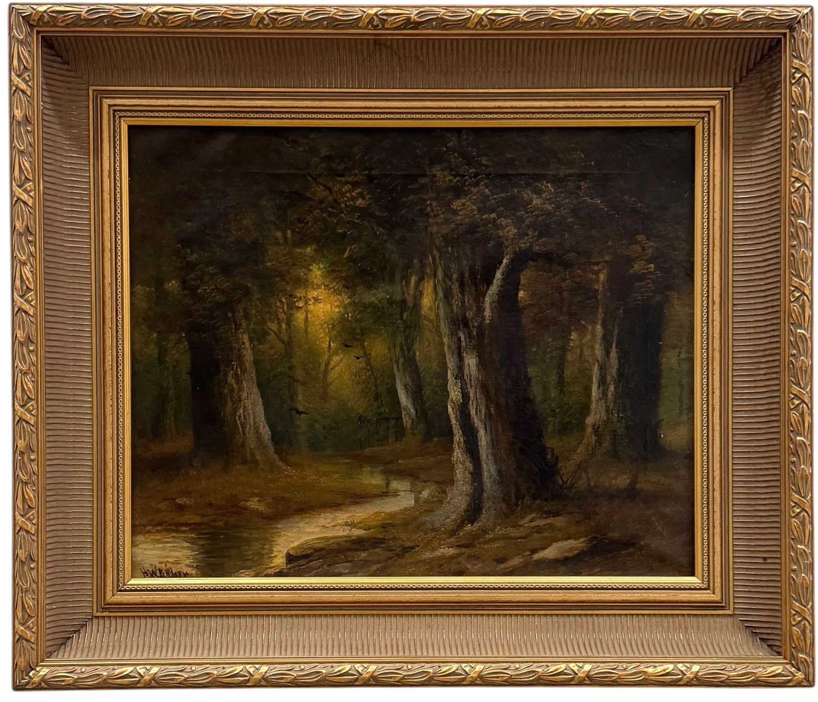 HW BAKER Early 20th Century American Forest Landscape Oil Painting (1 of 3)
