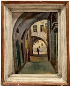 ARIEH ALLWEIL (1901-1967, Israeli) Modernist Street Scene
