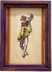 Nicely Framed Philippe Alfieri, Pencil Signed Clown Etching