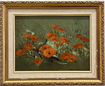 ROBERT E. DZIUNBANIUK (20th c, American) Flowers, Oil Painting On Board