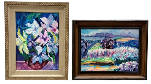 Pair Of Contemporary American School Signed Fauvist Paintings
