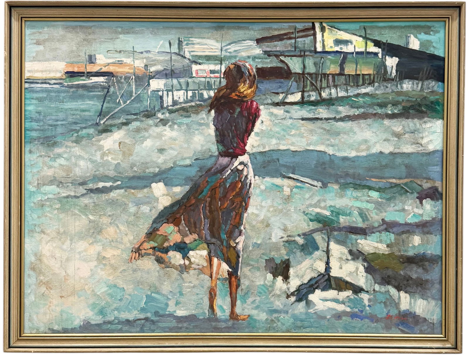 HYUN BO YOO (1946-2010, South Korea, Florida) Woman On Beach (1 of 4)