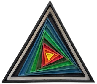 Mid-Century American School Modern Geometric Op Art Painted Wood Assemblage