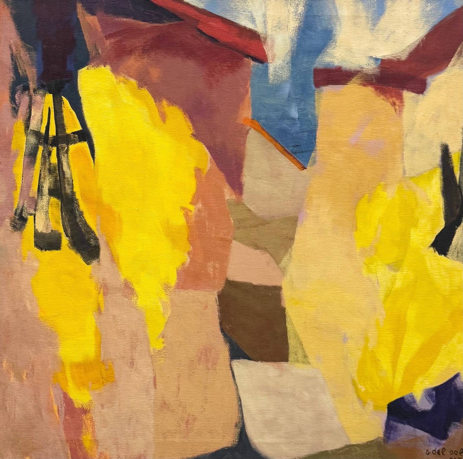 GILBERTO DEL SOL (20th c, Italy, Brazil) Abstract: Oil on canvas 35.5 x 35.5 in. Domestic Flat Shipping Price