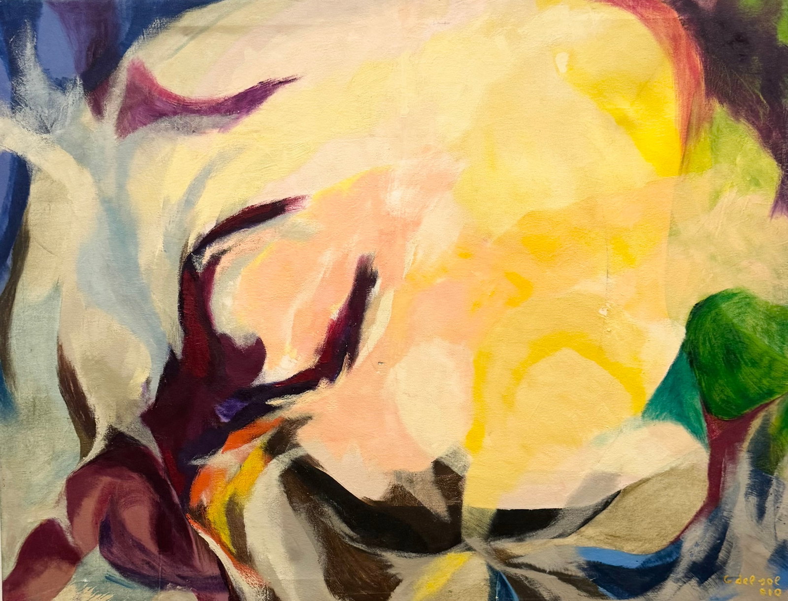 GILBERTO DEL SOL (20th c, Italy, Brazil) Monumental Abstract: Oil on canvas 51.5 x 39.5 in. Domestic Flat Shipping Price: $260
