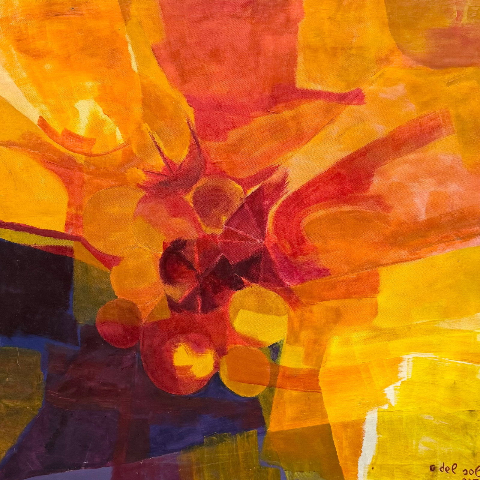GILBERTO DEL SOL (20th c, Italy, Brazil) Abstract: Oil on canvas 35.5 x 35.5 in. Domestic Flat Shipping Price: $120