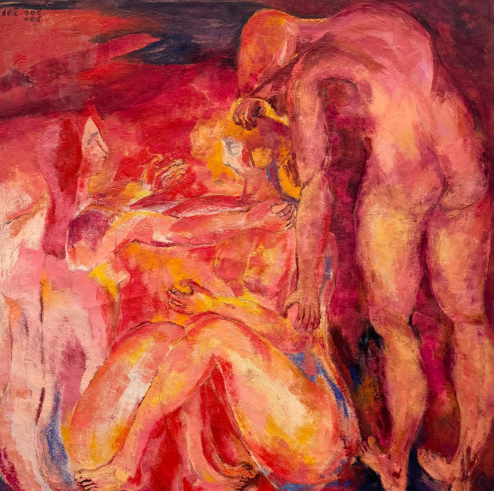 GILBERTO DEL SOL (20th c, Italy, Brazil) Biomorphic Abstract: Oil on canvas 38 x 38 in. Domestic Flat Shipping Price: $260