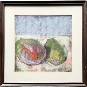 American School Modernist Still Life Of Mangos Nicely Framed Pastel