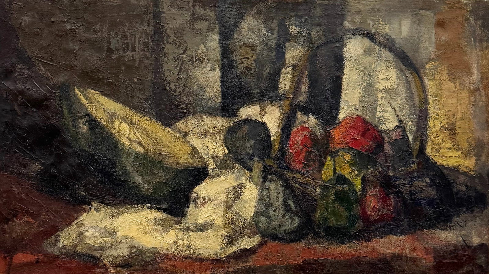 ADOLFO RUIZ ABASCAL (1929-2009. Spain) Still LIfe: Oil on canvas 31.5 x 18 in. Domestic Flat Shipping Price: $80