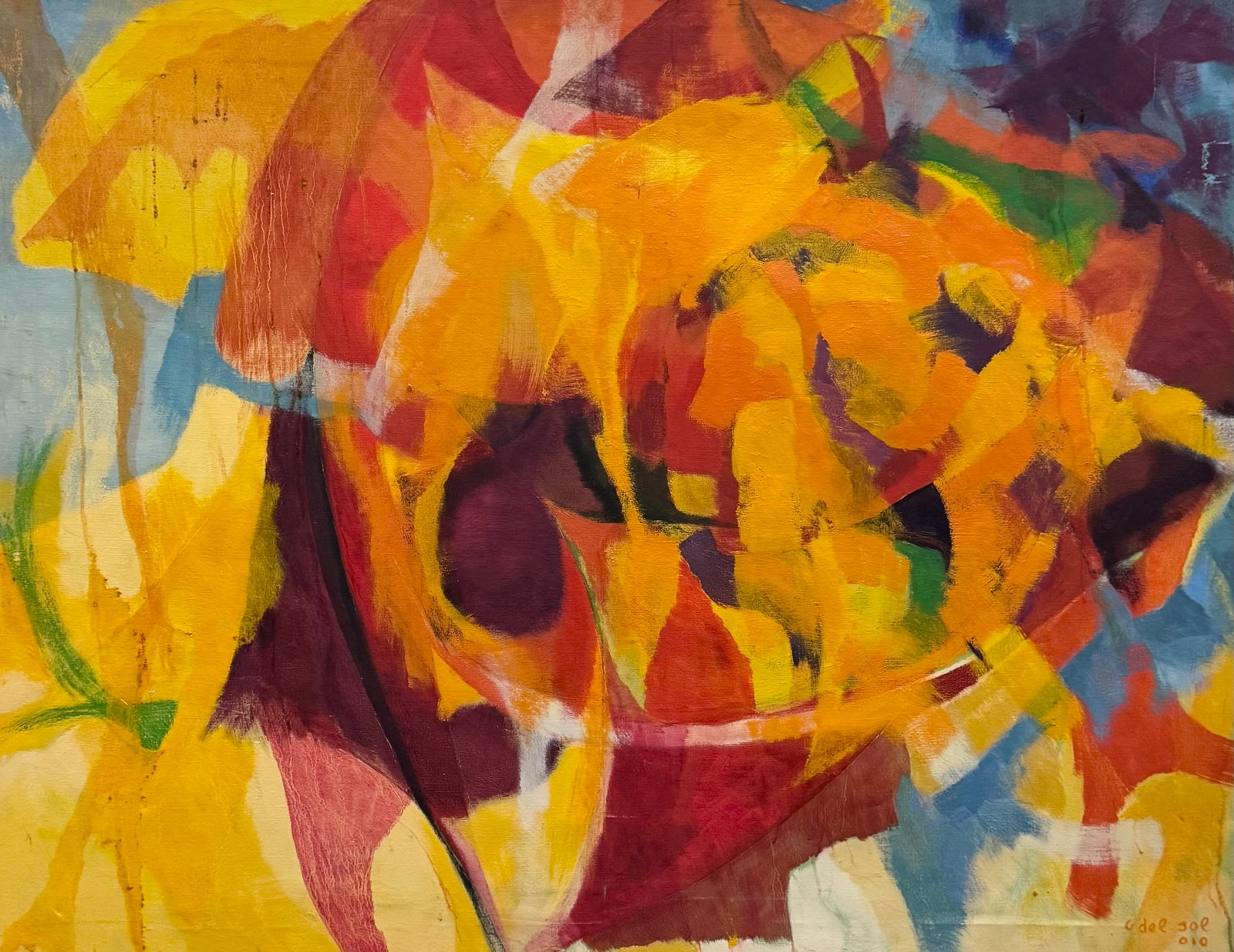 GILBERTO DEL SOL (20th c, Italy, Brazil) Monumental Abstract: Oil on canvas 55 x 43 in. Domestic Flat Shipping Price: $320